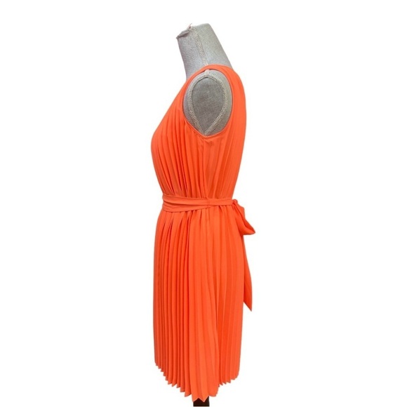 Banana Republic Orange Pleated Midi Dress - Picture 4 of 10